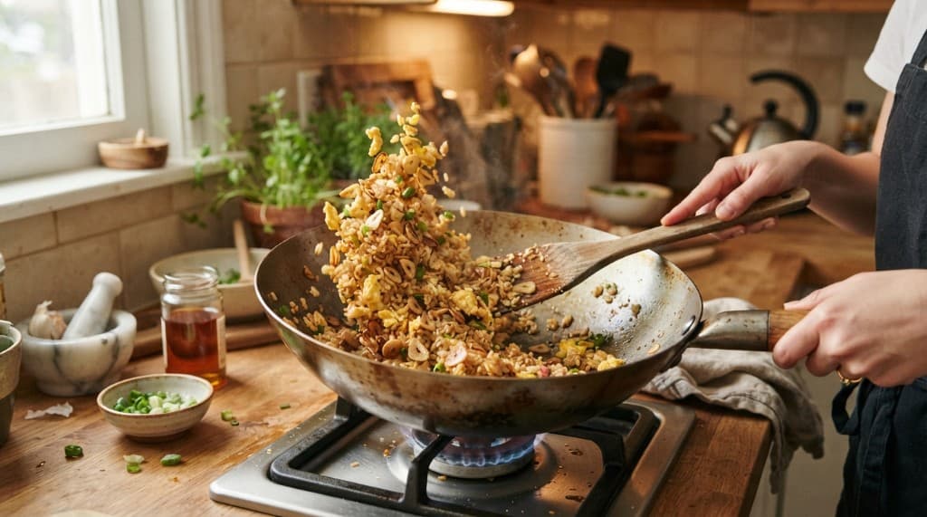 Illustrative fried rice cooking image